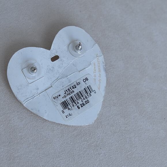 Brighton Heiress Post Back Earrings Silver Plated Clear Crystals Retired Design - Picture 4 of 7